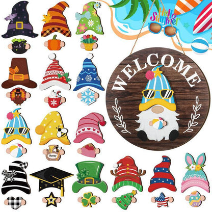 🍁Early Christmas Sale 49% OFF🎄Interchangeable Wooden Gnome Welcome Sign🎈