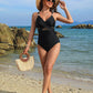 👙Vacation Hot Sale 49%🩱Metallic Accent Mesh Panel One-Piece Swimsuit