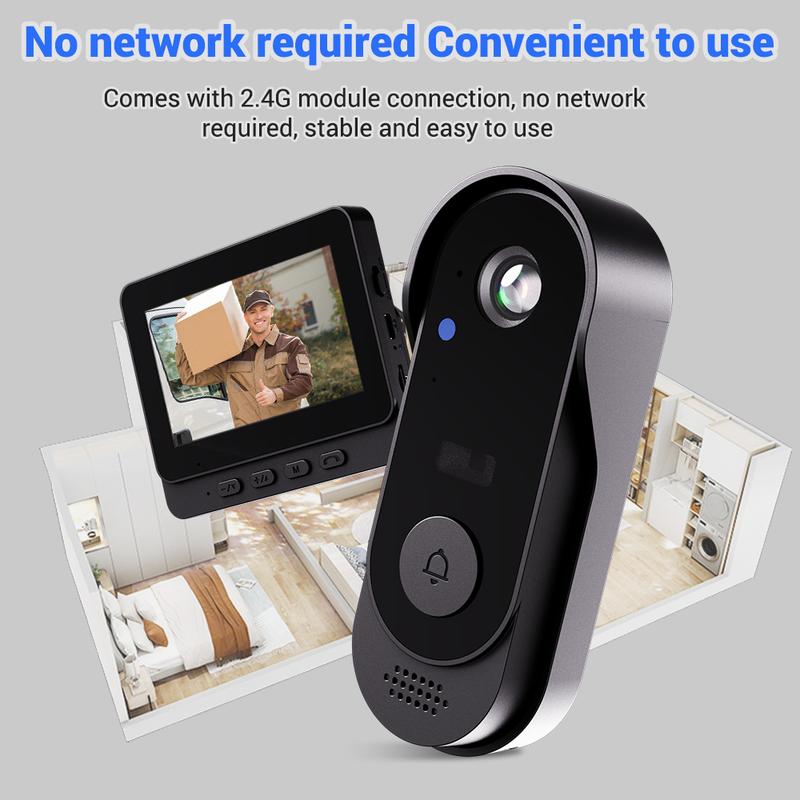 🔥2026 Bestseller🔥Wireless doorbell camera: 1080P, 170° angle, 4.3-inch screen, IPX65 outdoor waterproof rating, night vision