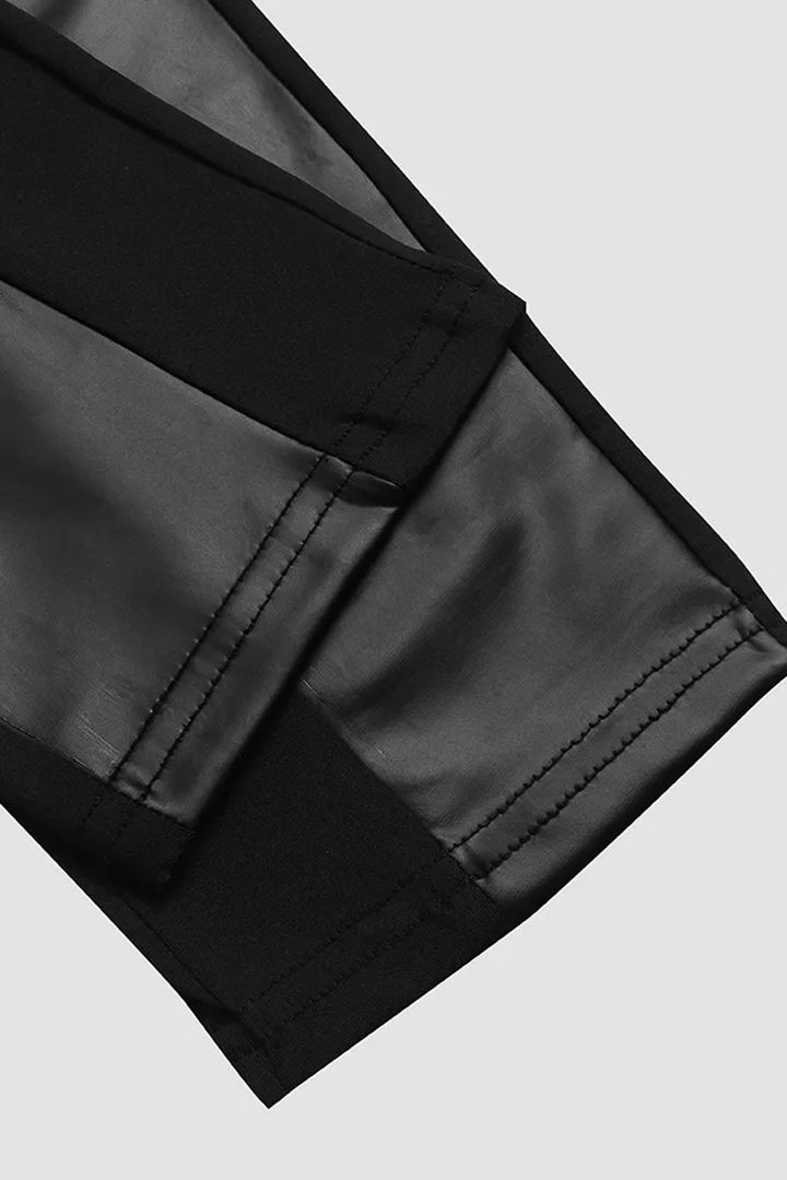 🔥Hot Sale 49% Off🔥Leather Pants With Contrasting Trim And Zipper