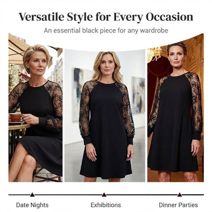 🔥2026 New Arrivals: 49% Off for a Limited Time!🔥Lace Patchwork Round Neck Long Sleeve Dress