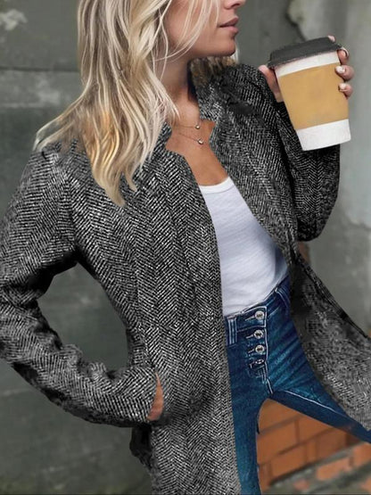 💐Big Sale-50% Off💕Women's Solid Color Pocket Long Sleeve Open Front Coat