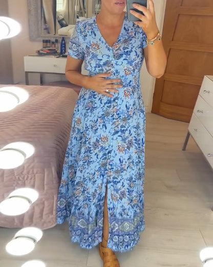 💥Lastday! Hurry up！！💥💃Hot Sale 49% OFF🔥 - Floral Print V-neck Dress