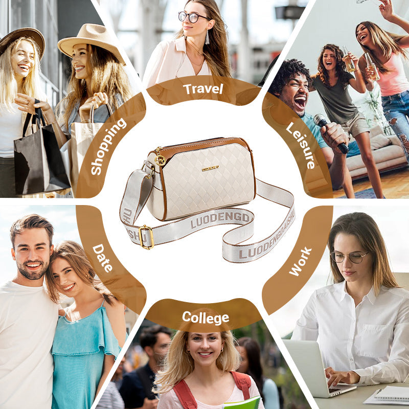 🔥Fashion Diamond Pattern Large Capacity 3-Layer Crossbody Bag💕