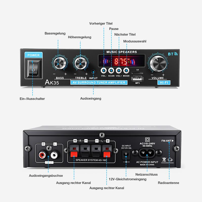 AK35 Stereo Amplifier Home Audio Bluetooth 5.0 Max