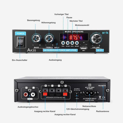 AK35 Stereo Amplifier Home Audio Bluetooth 5.0 Max