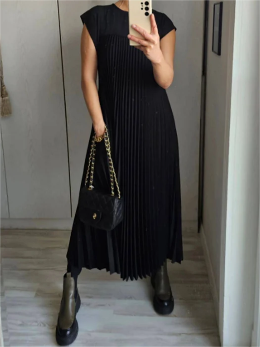 🎉Hot Sale 49% OFF🎉Sleeveless Pleated Simple Solid Color Dress