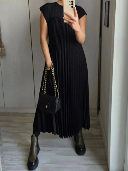 🎉Hot Sale 49% OFF🎉Sleeveless Pleated Simple Solid Color Dress