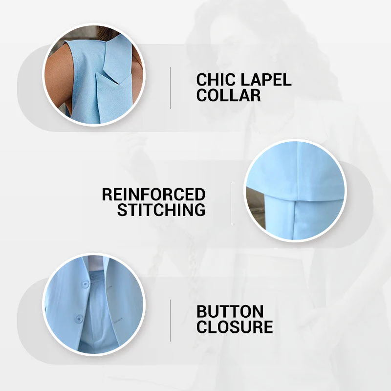 ⏰Last Day Sale 49% Off💖Women’s Stylish Sleeveless Blazer & High-Waisted Pants Set