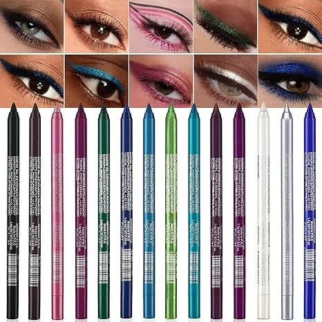 🎁Christmas Special Sale - 50% OFF💜50K+ SOLD!✨14-Pack Eyeliner Pencil Waterproof Colored Gel Liners with Metallic & Shimmer Finishes Smudge-Proof✨