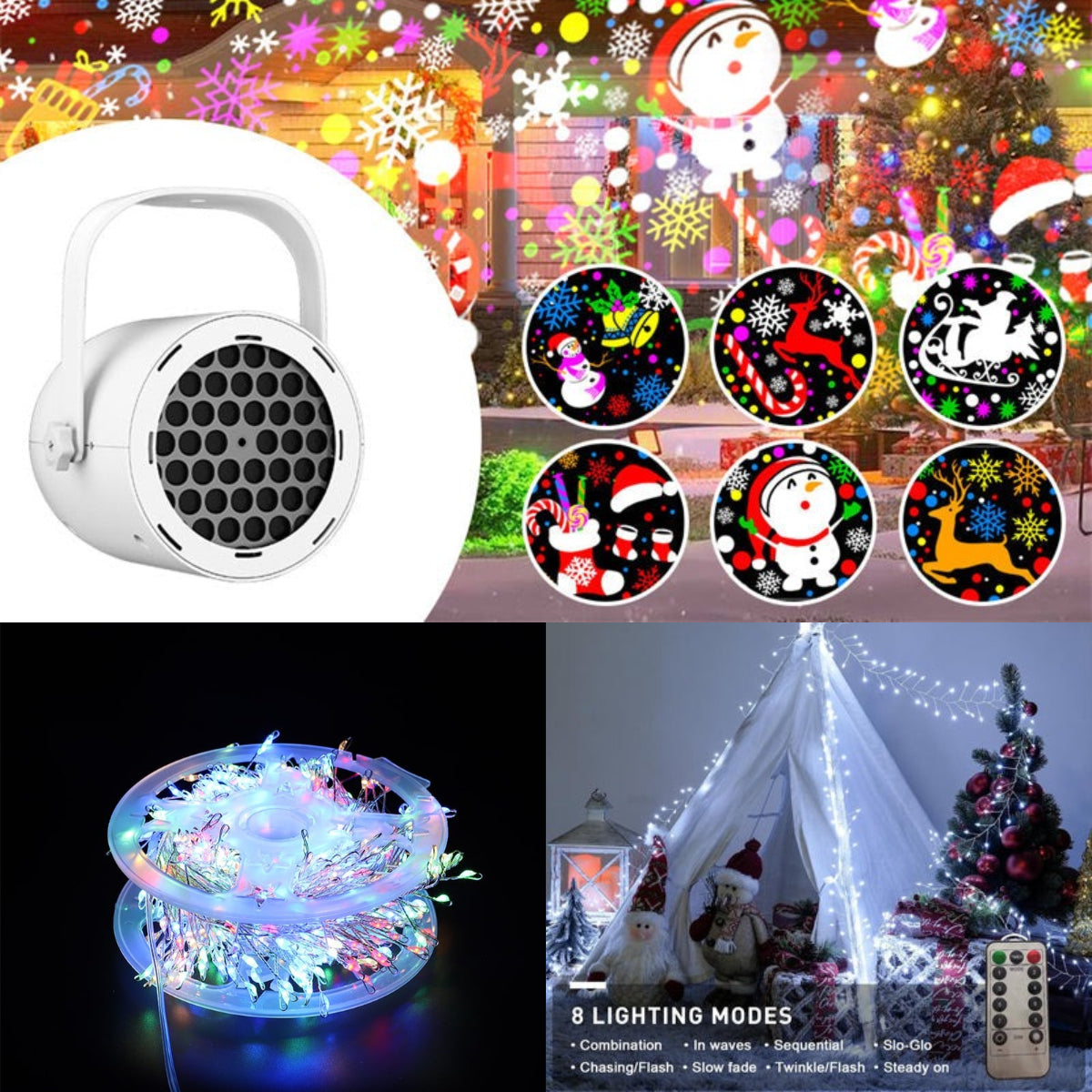 16-Pattern USB Christmas Projector Light
