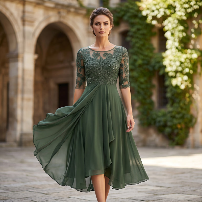 💖 Elegant Embroidered Cocktail Flowy Dress