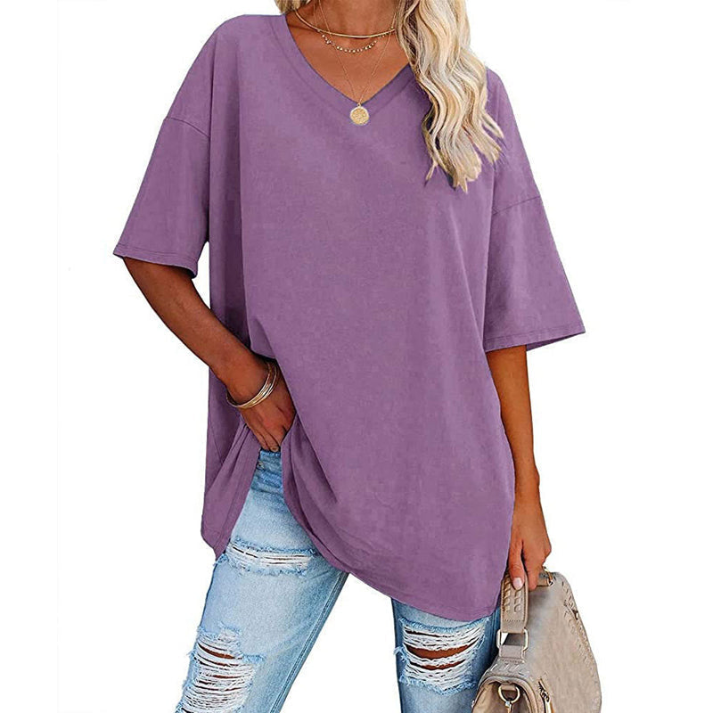 Hot Sale🔥Women's Comfortable Breathable Cotton V-Neck T-Shirt