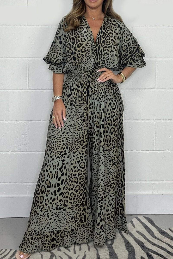 🔥Last Day Promotion 50% OFF - Leopard print casual loose jumpsuit