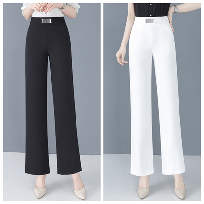 Loose-fitting summer trousers in icy silk for women