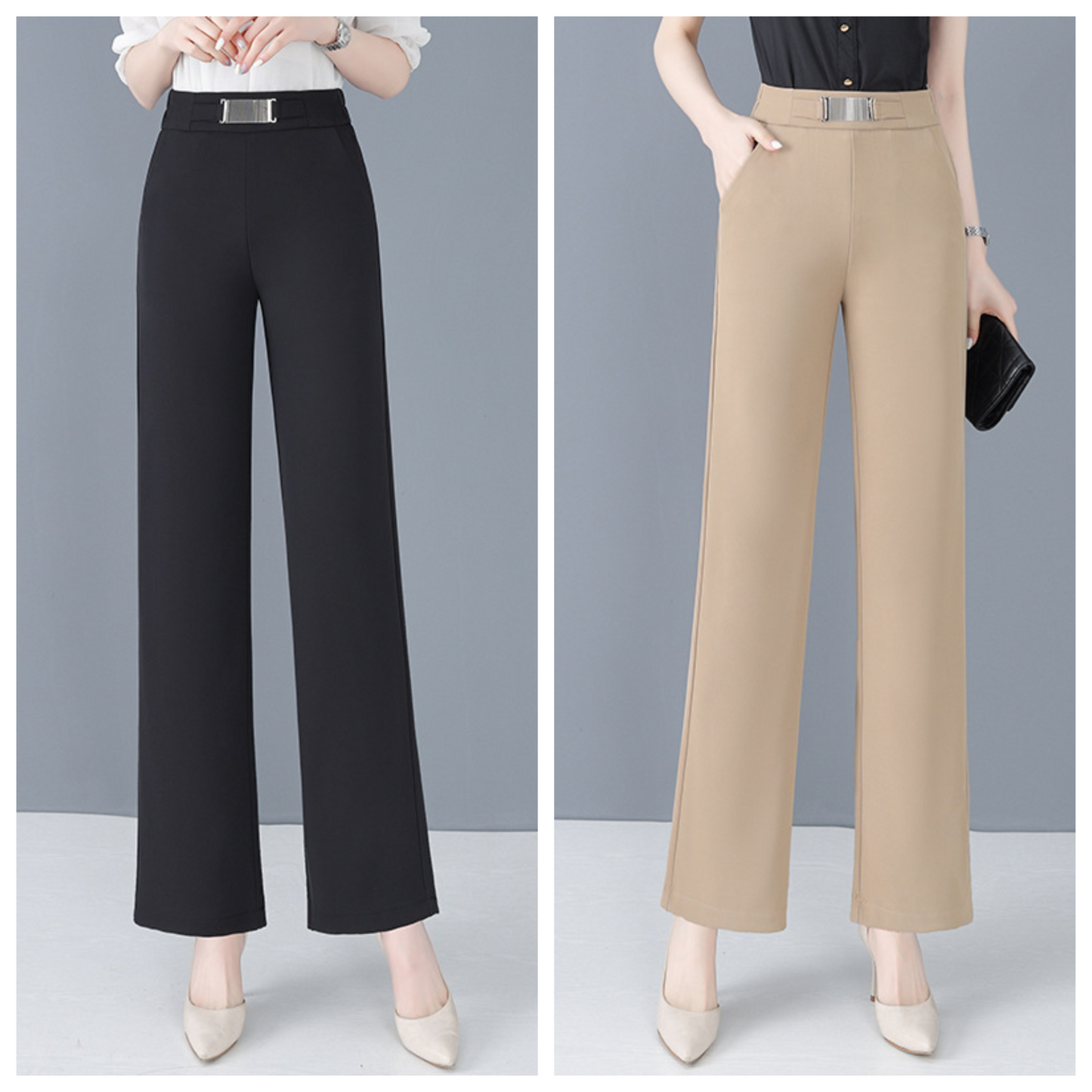 Loose-fitting summer trousers in icy silk for women