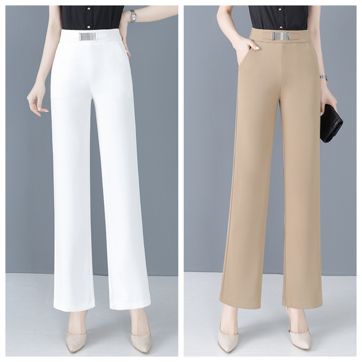 Loose-fitting summer trousers in icy silk for women