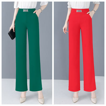 Loose-fitting summer trousers in icy silk for women