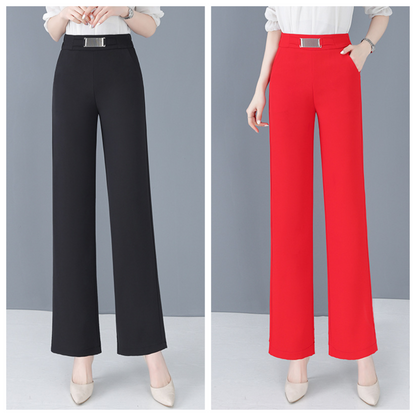 Loose-fitting summer trousers in icy silk for women