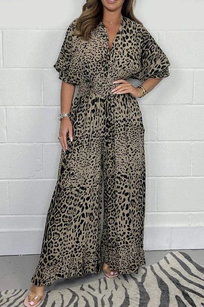 🔥Last Day Promotion 50% OFF - Leopard print casual loose jumpsuit