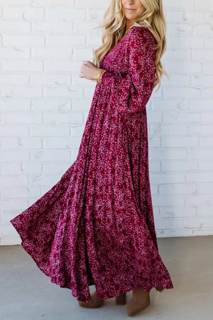 🎅Christmas Special Deal 49%OFF-💃Women’s Floral Rayon Smocked-Waist Lined Maxi Dress