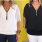 Women's Chiffon Zip-up Neck Casual Top