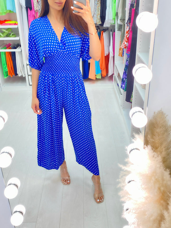 🔥Free Shipping - 50% OFF🔥 Polka Dot Printed Elastic Waist Jumpsuit