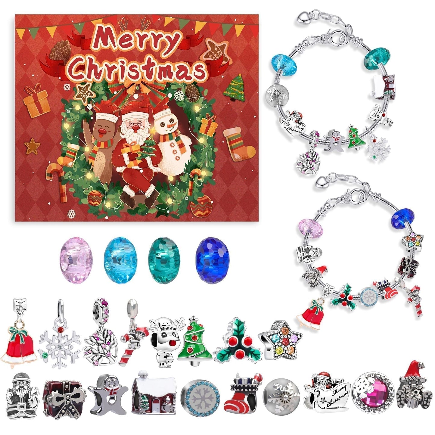 🎅Early Xmas Sale 46% OFF💥DIY 24 Days Christmas Countdown Calendar Bracelets Set