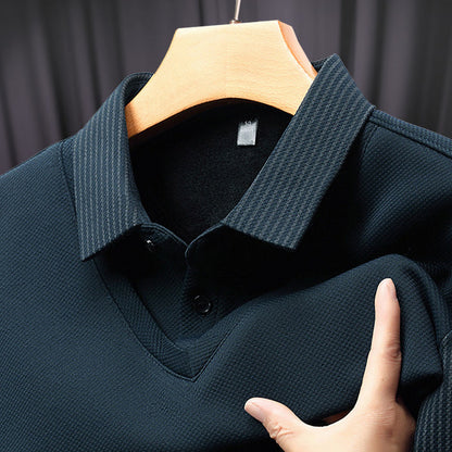 🎅Christmas Sale - 50% OFF🎅Men's Lapel Faux Two-Piece Knitted Shirt