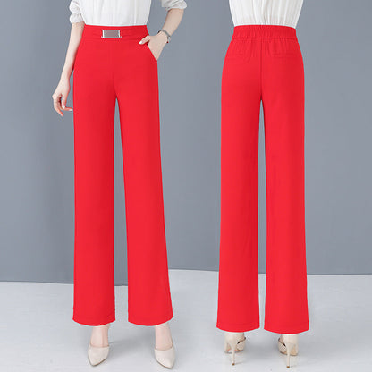 Loose-fitting summer trousers in icy silk for women