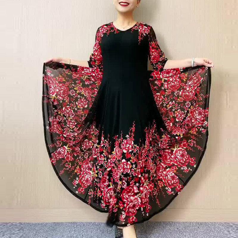 HOT SALE💝Fashion Women's Double Layer Mesh Printed Dresses