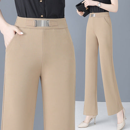 Loose-fitting summer trousers in icy silk for women