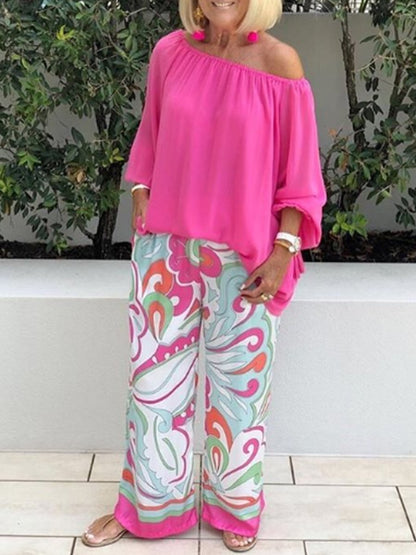 💥49% OFF – Limited Time💥Women's Trousers and Off Shoulder Top 2-Piece