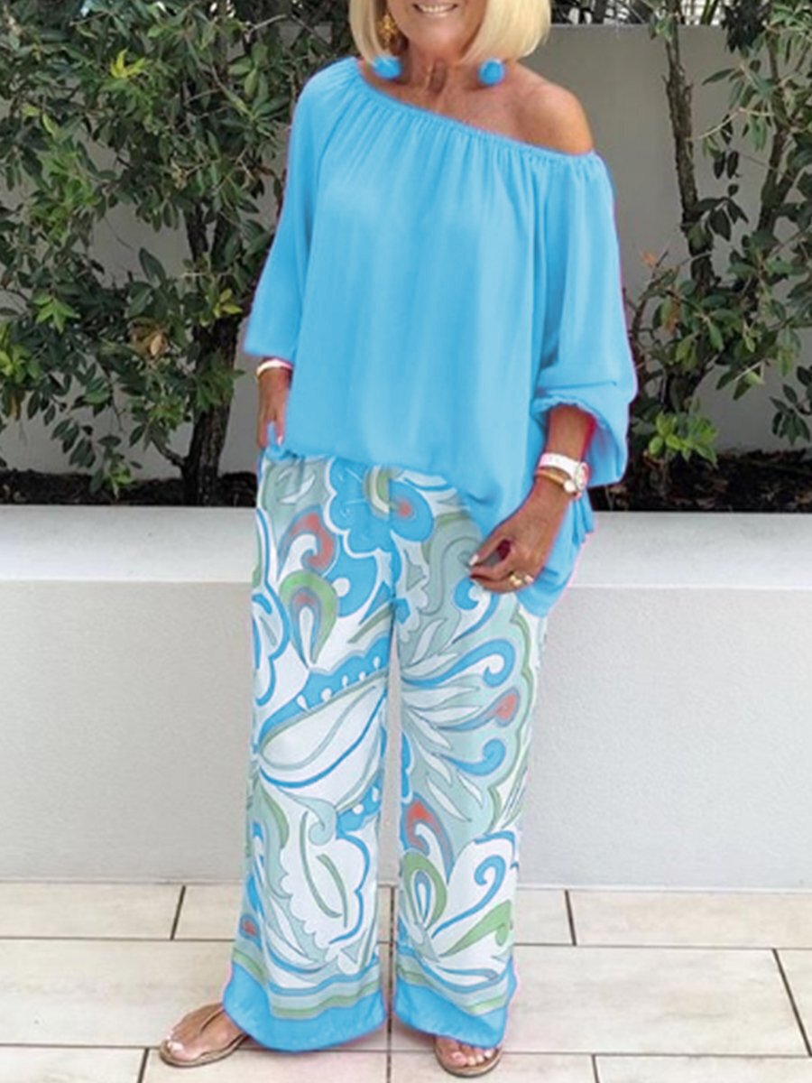 💥49% OFF – Limited Time💥Women's Trousers and Off Shoulder Top 2-Piece