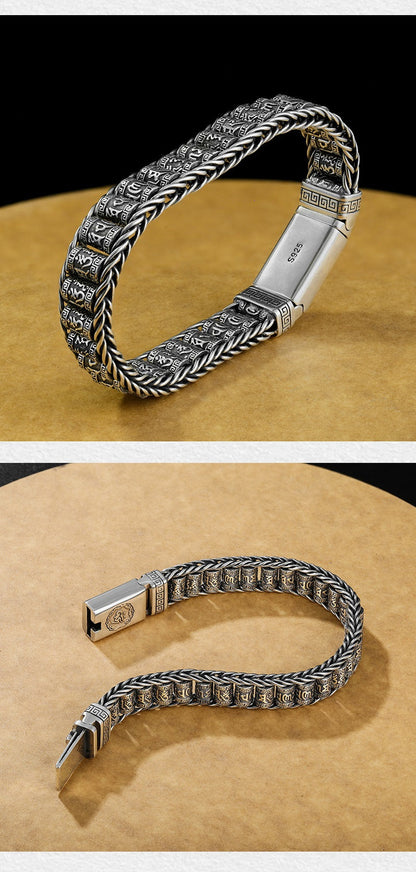 💎 49% OFF! 💎 Tibetan Prayer Wheel Bracelet – 925 Sterling Silver, Lucky Charm & Valentine's Day Gift