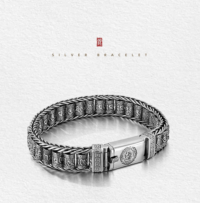 💎 49% OFF! 💎 Tibetan Prayer Wheel Bracelet – 925 Sterling Silver, Lucky Charm & Valentine's Day Gift