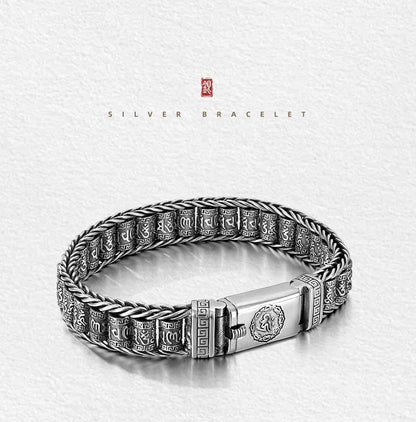 💎 49% OFF! 💎 Tibetan Prayer Wheel Bracelet – 925 Sterling Silver, Lucky Charm & Valentine's Day Gift