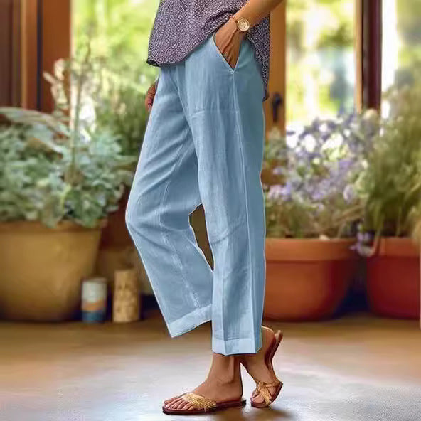 ⏳Time-limited Special⏰Cotton and linen loose elastic waist pocketed casual pants