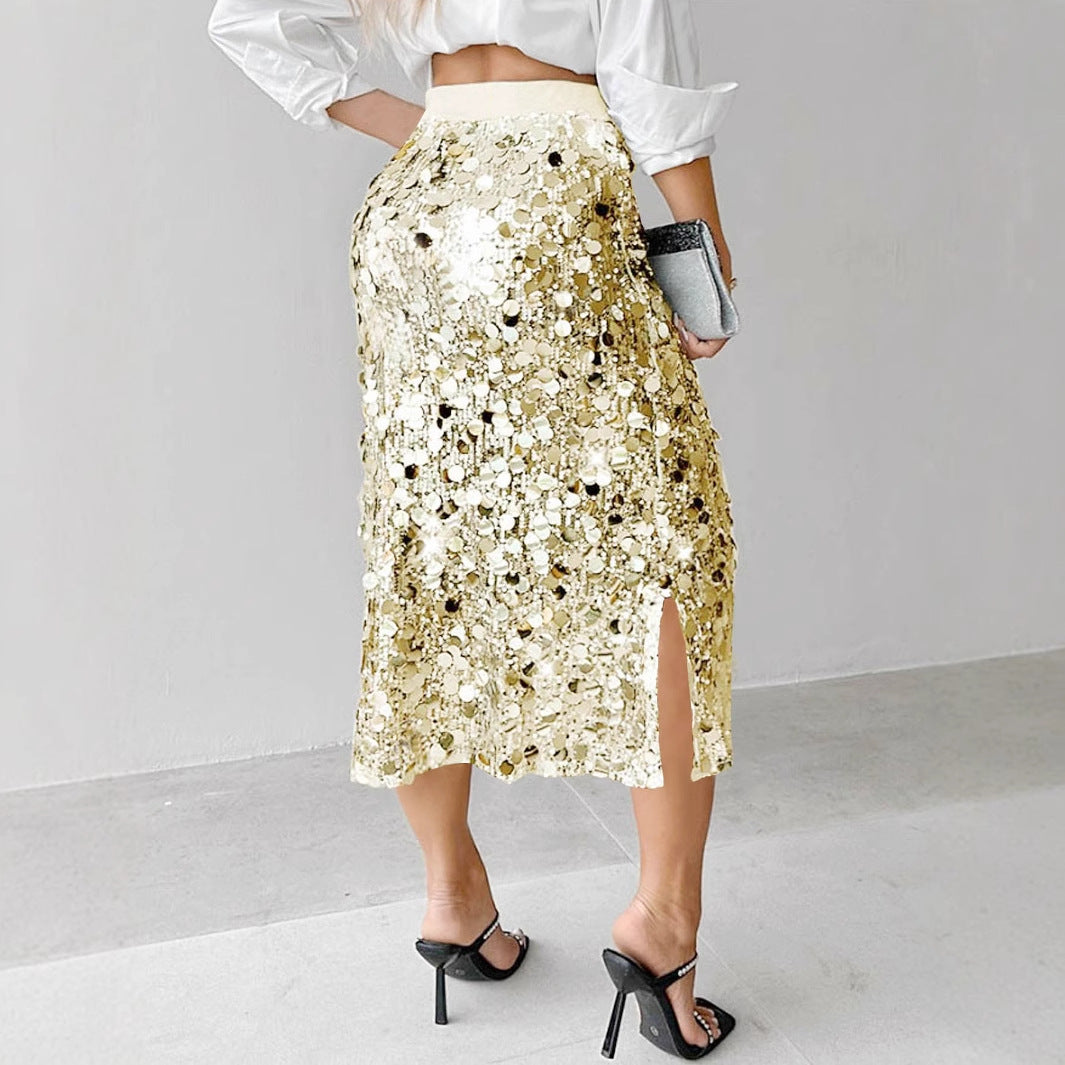 💖LAST DAY SALE 50% OFF👍✨Women's Glitter Sequins Midi Skirt