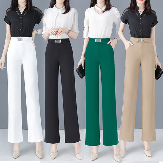 Loose-fitting summer trousers in icy silk for women