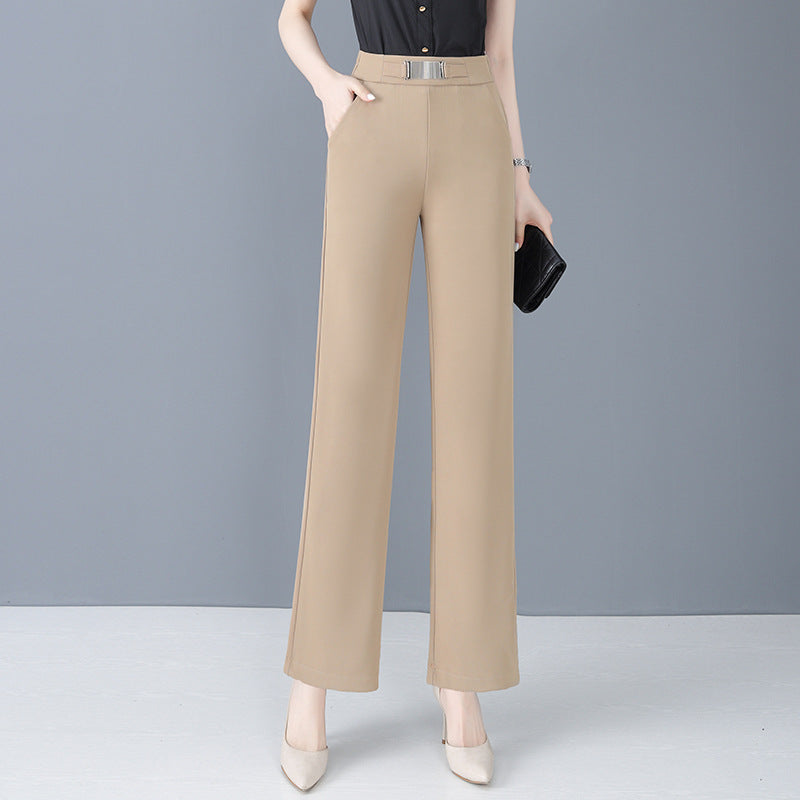 Loose-fitting summer trousers in icy silk for women