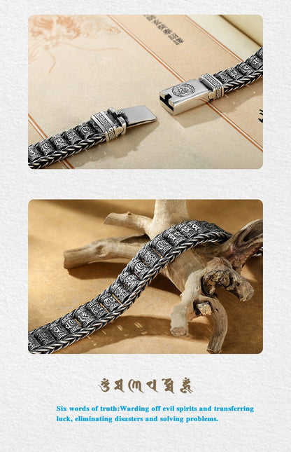 💎 49% OFF! 💎 Tibetan Prayer Wheel Bracelet – 925 Sterling Silver, Lucky Charm & Valentine's Day Gift