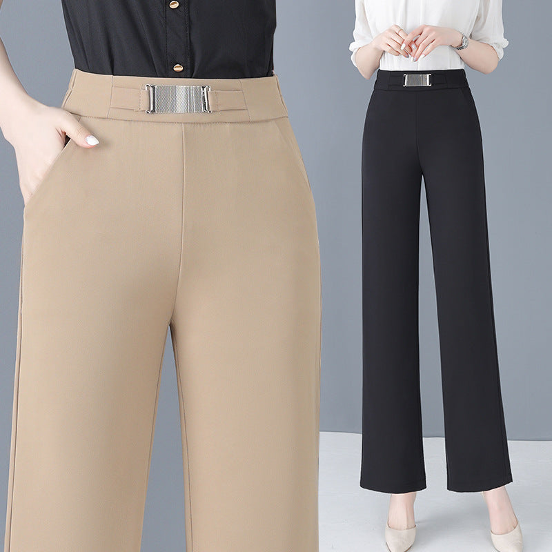 Loose-fitting summer trousers in icy silk for women