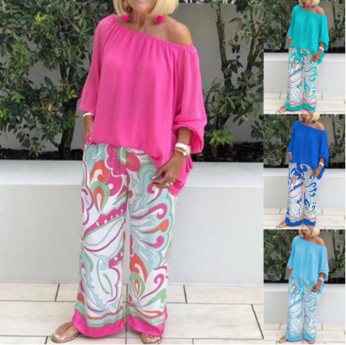 💥49% OFF – Limited Time💥Women's Trousers and Off Shoulder Top 2-Piece