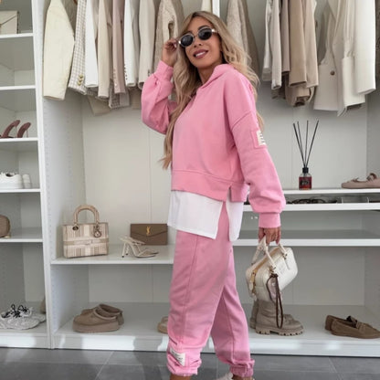 💜Women's Hooded Patchwork Casual Sweatshirt Suit