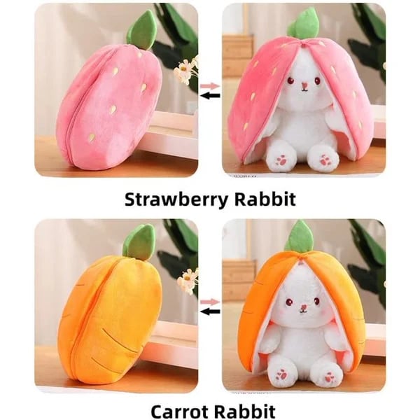 🎁EASTER SALE – ONLY £9.99!!🐰🎉50K+ SOLD!🍓🐰 50% OFF! Strawberry Bunny Plush – Transforms into little rabbit! Soft, cute & cuddly. Perfect gift for kids or grandkids. 🎀✨