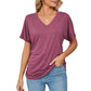 💕Hot Promotion- UP TO 50% OFF🌷V-Neck Solid Color Loose Ladies Tops