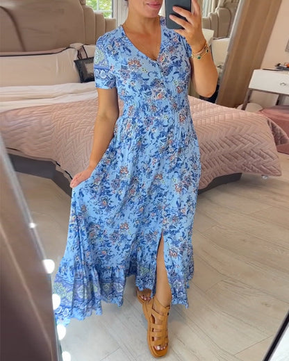 💃Hot Sale - 50% OFF🔥 Floral Print V-neck Dress