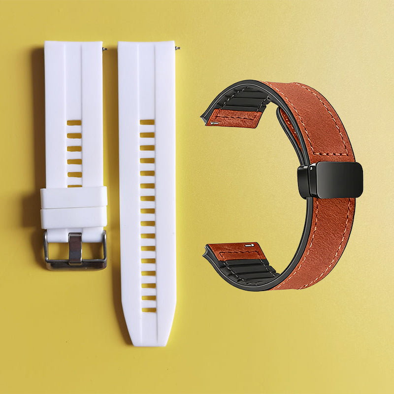 22mm Silicone Watch Strap + Leather Watch Strap