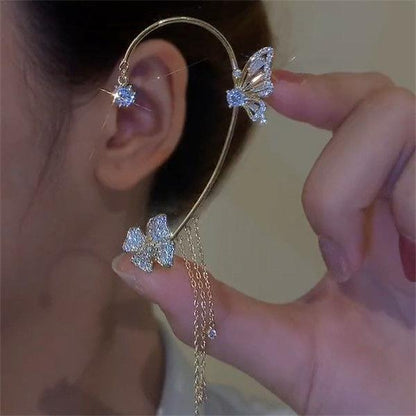 📿BUTTERFLY FLOWER TASSEL SHINY ZIRCON EARRINGS